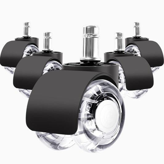 Office chair wheels set of 5, wheels for office chairs 11mm x 22mm replacement wheels for office chair hard floor casters for office chair base desk chair rubber wheels wheels for floors