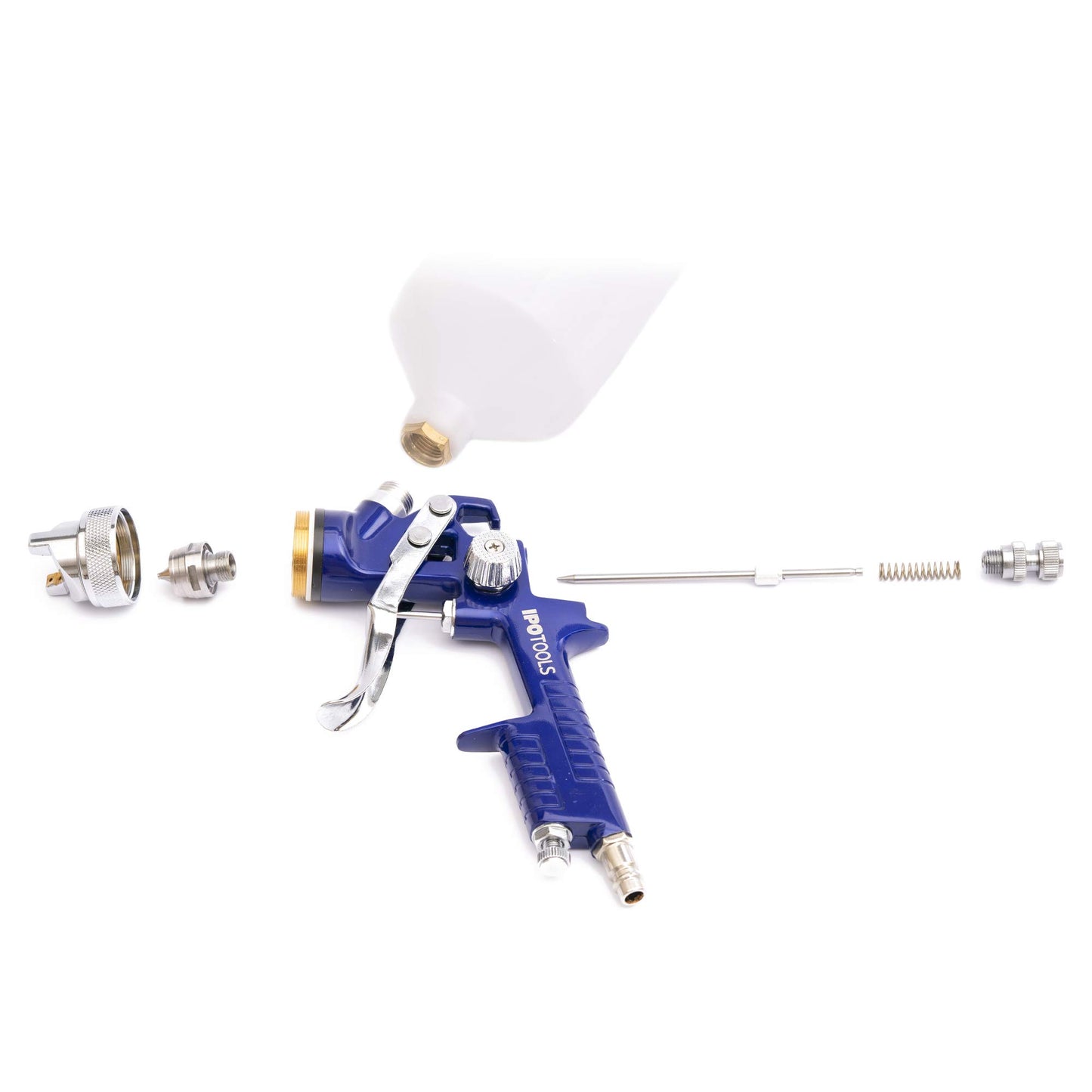 IPOTOOLS HVLP paint spray gun 1.4mm + 1.7mm & 2.0mm nozzle - H-827P professional paint spraying system spray gun with 600ml plastic cup and stainless steel nozzle 2X nozzle set
