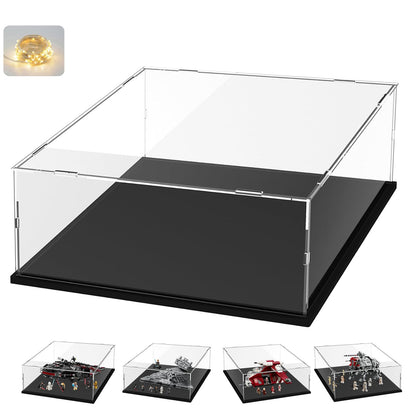 Acrylic display case for Lego 75337 at-TE Walker 75389 75394 75354, glass showcase acrylic box transparent large for figures toys, black interior 50x40x20cm.