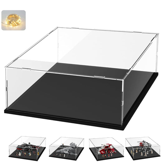 Acrylic display case for Lego 75337 at-TE Walker 75389 75394 75354, glass showcase acrylic box transparent large for figures toys, black interior 50x40x20cm.