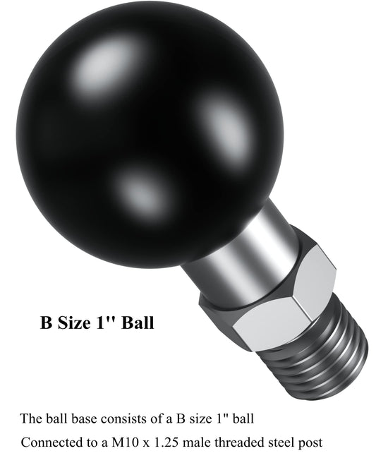 BRCOVAN 2St, 1 inch ball adapter with M10 x 1.25 thread post Compatible with RAM Mounts B Size 1'' ball double socket arm