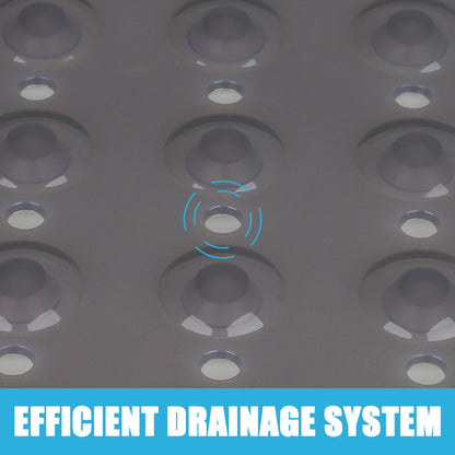 Leeko 80x80cm shower mats, non-slip bath mat with 285 suction cups and drainage holes, PVC material BPA free shower mat, mold-resistant, machine washable anti-slip bath mat (Grey)