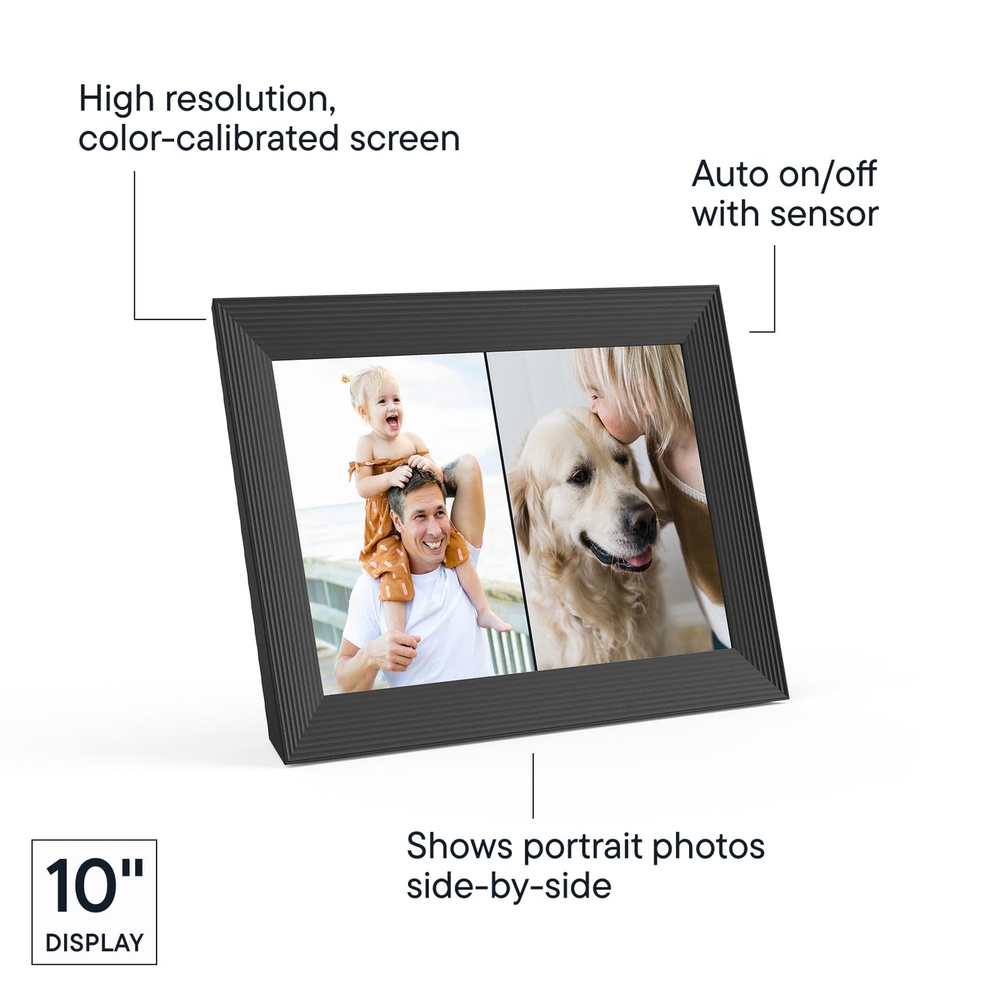 Aura Carver Smart Digital Picture Frame 10.1 Inch HD WiFi Cloud Digital Photo Frame, Free Unlimited Storage, Send Photos from Anywhere - Gravel