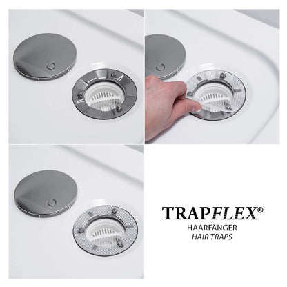 Trapflex Hair Catcher Set (50 pieces) | Hair sieve for drain fittings/shower drains | Diameter: 11cm | HF90 | Fits drains with valve covers (Geberit, Alcaplast, Nordona, Aquabad)