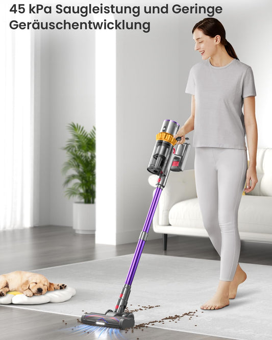 Anyson 45000Pa/550W/70Min Cordless Vacuum, 1.6L Battery Vacuum Super Quiet, Cordless Vacuum Self-charging with LED Display/Anti-Tangle Brush, Stick Vacuum for Hard Floors Carpets Pet Hair.