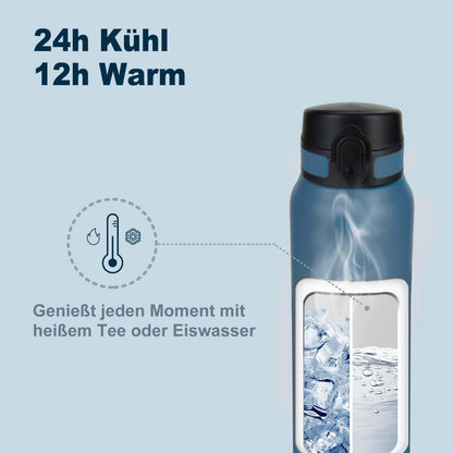 UZSPACE kids water bottle stainless steel 700ml, double-walled insulated bottle with flip lid, one-click closure, leak-proof, metal water bottle for boys girls for school sports hiking car