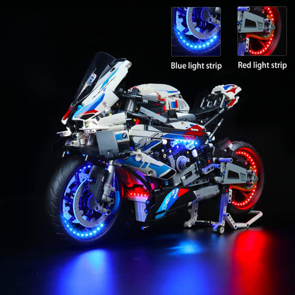 LocoLee LED light set compatible with LEGO BMW M 1000 RR, decoration LED lighting set compatible with LEGO 42130 Technic BMW light kit, lights only - SE version (remote control version)