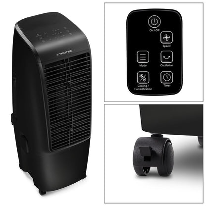 TROTEC Air Cooler with Water Cooling PAE 51 B - Portable 4-in-1 Air Cooler: air cooling, ventilation, air freshening, and air purification, 4 fan speeds, 20 l tank, room size up to 60m² / 150m³.