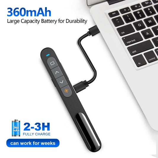 Norwii Rechargeable Wireless Presenter with Pointer for Powerpoint Remote, 2.4 GHz Presentation Clicker, Slide Clicker for PC/Laptop