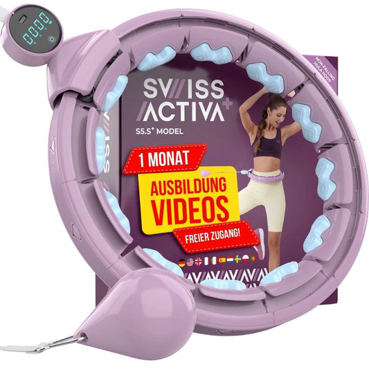 Swiss Activa+ S5.S+ Silent Hula Hoop for adults with counter 60-112cm - Extra quiet - Doesn't fall down - Hoop for women to lose weight - Smarter Fitness Hula Hoop with weight