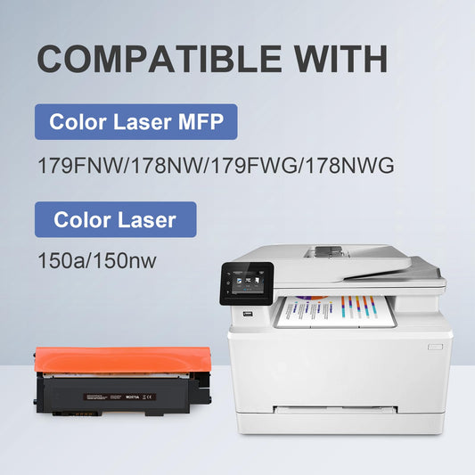 Superpage replacement for HP 117A Toner Set Compatible for HP Color Laser MFP 179fwg 178nwg 179fnw 178nw 150nw 150a W2070A W2071A W2072A W2073A (4-pack, Black Cyan Magenta Yellow)