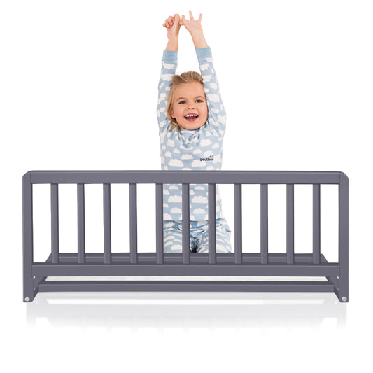 Geuther wooden bed guard rail | Bed rail for children | Bed guard as protection against falls | Baby bed rail for parents' bed, child bed rail & baby bed in 90 cm length, Gray