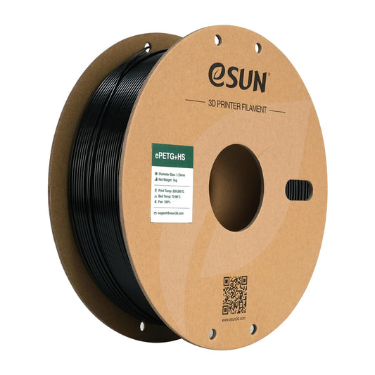 eSUN PETG Filament 1.75mm, PETG+HS High Speed 3D Printer Filament, Accuracy +/- 0.03mm, 1KG spool (2.2 LBS) Speed PETG for 3D High Speed Printers, Solid Black.