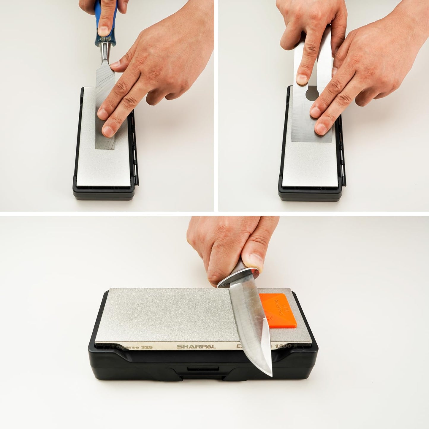 SHARPAL 156N Diamond Sharpening Stone with Storage Box, Dual Grit, Coarse/Extra Fine, Diamond Knife Sharpener with Non-slip Base and Angle Guide (6" x 2.5")