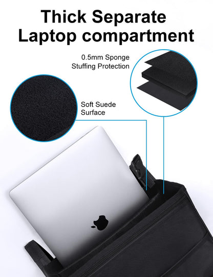 Smof Car Organizer for Front Seat/Passenger Seat, Backseat Hanging Car Seat Organizer for Files, Office Supplies, Backseat Organizer for Kids with Separate Laptop Pocket (Black)