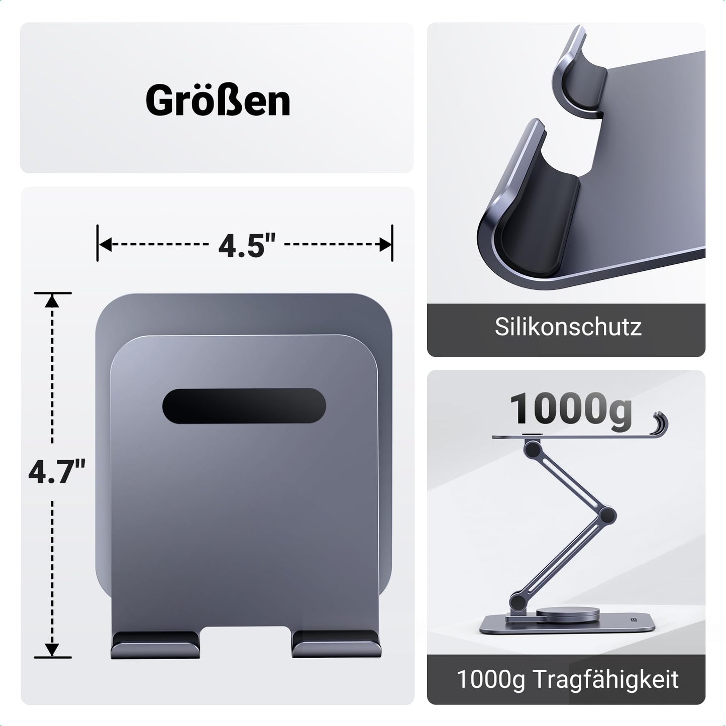 UGREEN Tablet Stand 360° Rotatable Adjustable, Tablet Mount iPad Stand Compatible with 2024 iPad Pro/Air 13 11 12.9 Galaxy Tab Redmi Pad Huawei MatePad iPhone 17 16 Pro up to 13 Inches