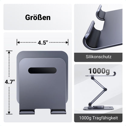 UGREEN Tablet Stand 360° Rotatable Adjustable, Tablet Mount iPad Stand Compatible with 2024 iPad Pro/Air 13 11 12.9 Galaxy Tab Redmi Pad Huawei MatePad iPhone 17 16 Pro up to 13 Inches