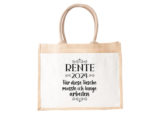 LOVEly - Sustainable jute bag - Retirement 2024 - Bag - for retirement - Gift packaging - Pension - Man - Woman - Funny (M (30x30x19 cm))