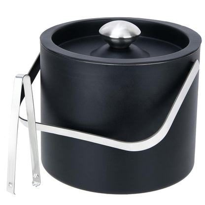 3L Modern insulated ice bucket with silicone lid,stainless steel ice cube container,double-walled stainless steel ice bucket,ice container for ice cubes ice bucket with strainer tongs,ice cooler for beer,champagne,wine