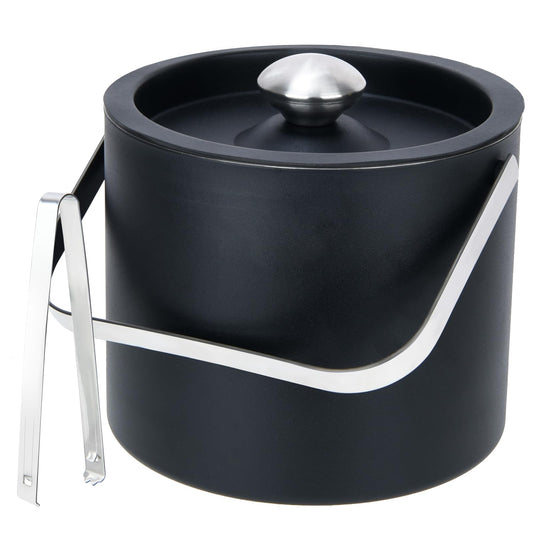 3L Modern insulated ice bucket with silicone lid,stainless steel ice cube container,double-walled stainless steel ice bucket,ice container for ice cubes ice bucket with strainer tongs,ice cooler for beer,champagne,wine