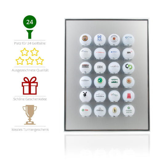 KNIX Premium Golf Ball Aluminum Display Case for 24 Golf Balls - Showcase, Golf Shelf Vitrine Display for passionate golfers.