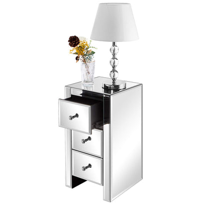 LEADZM nightstand with 3 drawers, 1 piece, side table bedside cabinet, glass storage cabinet for living room, bedroom, office, bathroom, etc, 30 x 30 x 60 cm