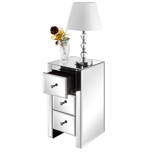 LEADZM nightstand with 3 drawers, 1 piece, side table bedside cabinet, glass storage cabinet for living room, bedroom, office, bathroom, etc, 30 x 30 x 60 cm