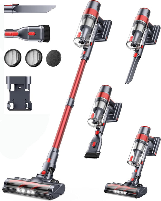 SunSare Cordless Vacuum Cleaner 450W/40000Pa, cordless vacuum with LED display Lightweight Anti-winding, powerful cordless vacuum for floors/carpets/pet hair
