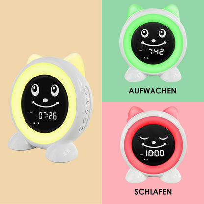 FiveHome Alarm Clock Kids Sleep Trainer Children's Digital Light Alarm Clock with 11 colors Night Light | Timer | Snooze Function | Gift for Girls and Boys Cat Clock