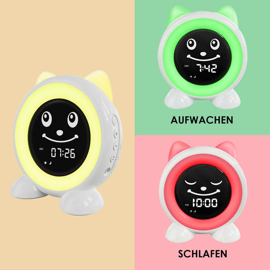 FiveHome Alarm Clock Kids Sleep Trainer Children's Digital Light Alarm Clock with 11 colors Night Light | Timer | Snooze Function | Gift for Girls and Boys Cat Clock