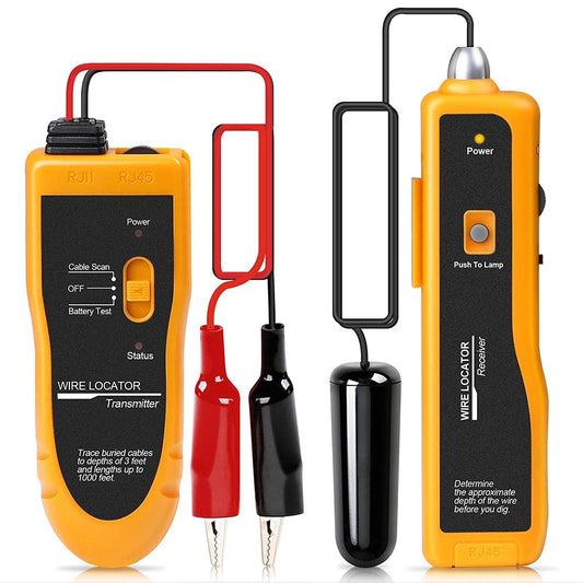 KOLSOL F02 underground cable locator, wire tracer with headphones for locating wires and cables, pet fence cable tester, up to 2-3 meters depth and 1000 meters in length.