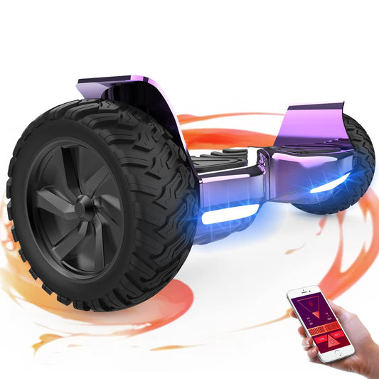GeekMe Hoverboards Offroad 8.5 Inch, SUV Hoverboards with APP, Bluetooth Speaker, Dual Motor, LED Lights, All Terrain Hoverboards for Kids and Adults