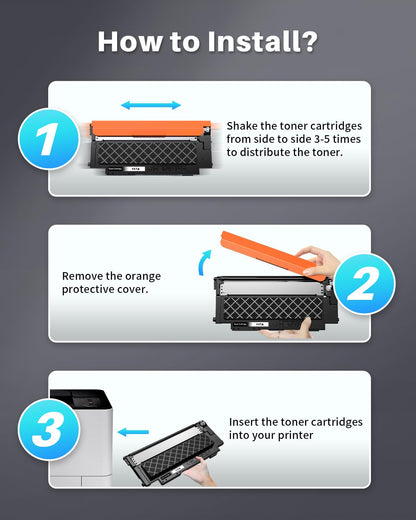 INK4U 117A toner cartridge as a replacement for HP 117A Color Laser MFP 179fwg 178nwg 150nw 179fnw 178nw 150a W2070A W2071A W2072A W2073A printer toner - black.