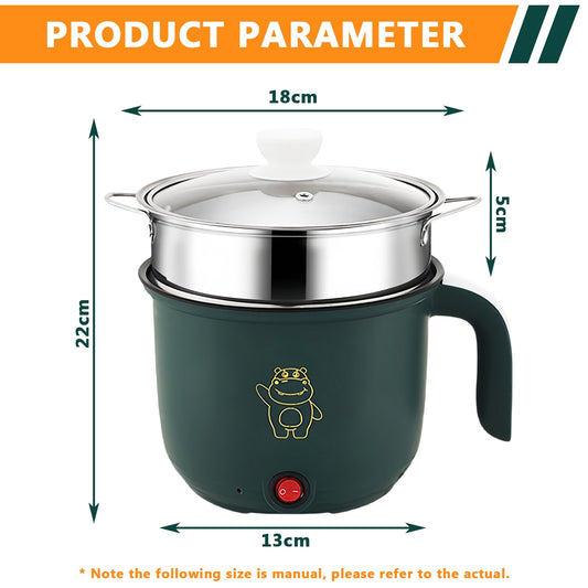 Electric Hot Pot with Steamer, Electric Hot Pot 1.5l, Portable Mini Non-stick Multicooker, Fast Ramen Cooker, Portable Non-stick Pot for Home, Office, Dormitory