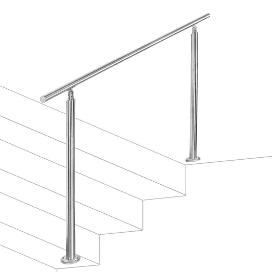 Jopassy stainless steel handrail railing, stair railing without crossbars, entrance railing for balcony stairs indoors and outdoors (120cm)