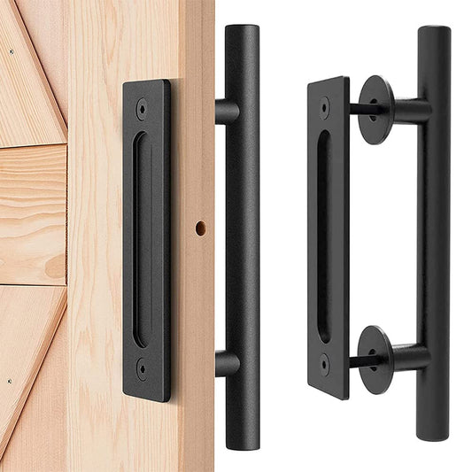 Barn door handle, sliding door pull handle, black door handle, sliding door handle, kitchen handles, sliding door handle, high-performance barn door handle, for a wooden door, cabinet door (30cm, orbicular)
