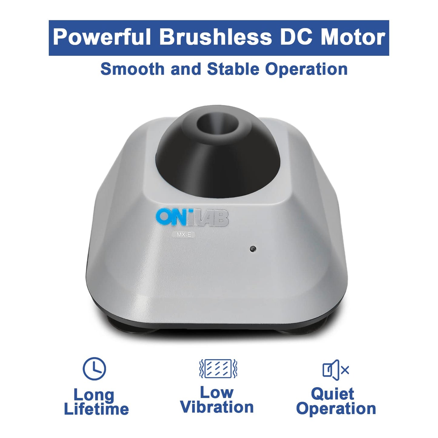 ONiLAB Mini Vortex Mixer with touch function, ideal for laboratory mixing of nail polish, lash adhesives, and acrylic paints. Features an aluminum casting base and includes 120 extra 7/32in mixing balls.