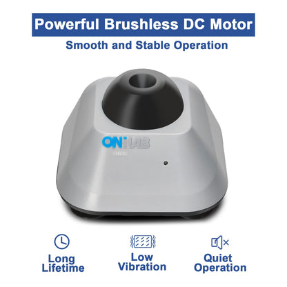 ONiLAB Mini Vortex Mixer with touch function, ideal for laboratory mixing of nail polish, lash adhesives, and acrylic paints. Features an aluminum casting base and includes 120 extra 7/32in mixing balls.