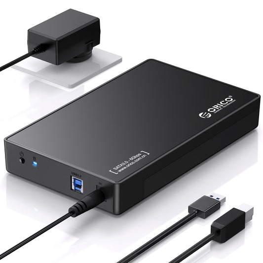 ORICO 3.5-inch External USB 3.0 Hard Drive Enclosure for 3.5/2.5 inch SATA HDD/SSD Up to 20TB, Tool-free 3.5'' HDD Enclosure with 12V/2A Power Adapter and UASP Acceleration (3588US3)