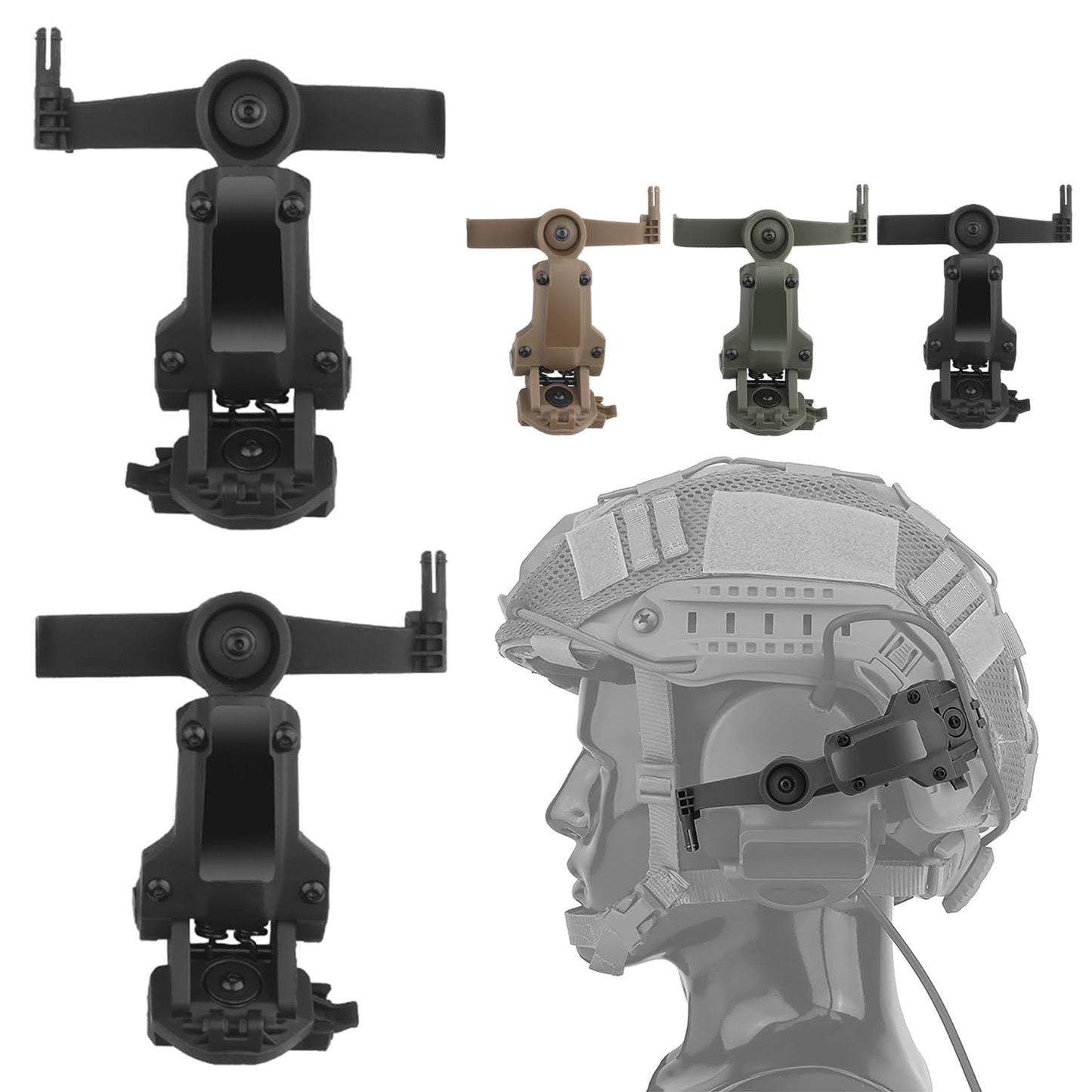 Fast Helmet ARC Rail Adapter COMTAC3 Tactical Pickup Headset Suspension Headphones Bracket with Multi-Angle Rotation for OPS Core ARC & Team Wendy Rail, Supporting Hunting Earmuffs (Black)