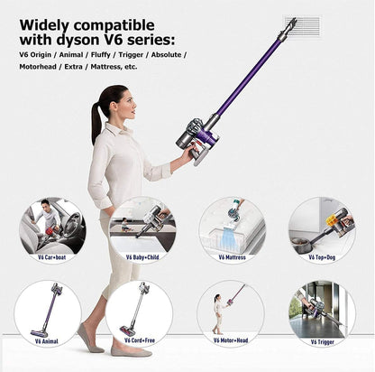 V6 Battery, FLYLINKTECH 6.0Ah V6 Replacement Battery for Dyson V6 Series DC62 DC59 V6 DC58 DC61 DC72 DC74 Animal SV03 SV04 SV05 SV06 SV07 SV09 Vacuum Cleaner With 2 Filters