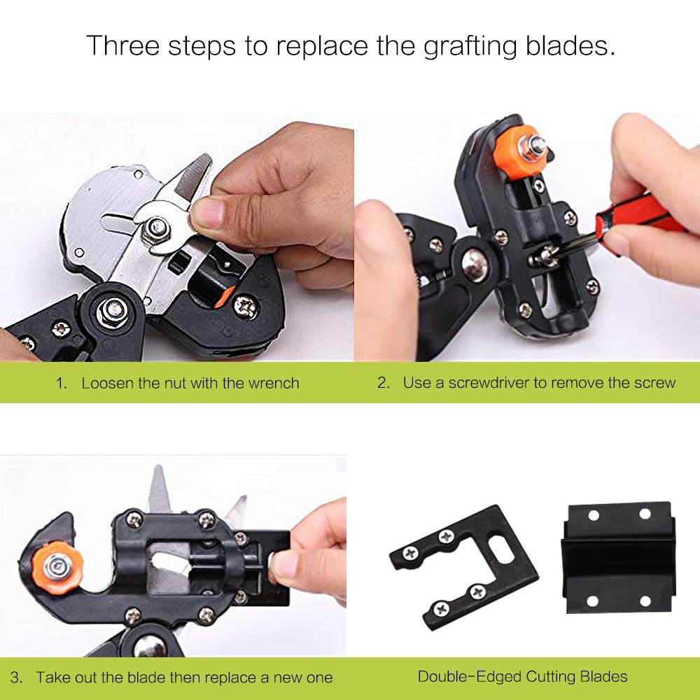 Yolando Fruit Tree Grafting Shears, 2-in-1 Professional Garden Fruit Tree Grafting Shear Ratchet Shear Set, Single-handed Grafting Cutting Tool for Flowers Tree Plant Branches, Garden Grafting Tool