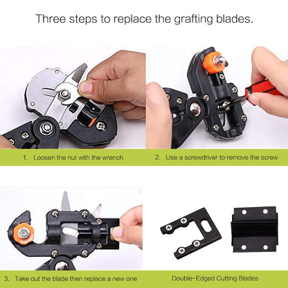 Yolando Fruit Tree Grafting Shears, 2-in-1 Professional Garden Fruit Tree Grafting Shear Ratchet Shear Set, Single-handed Grafting Cutting Tool for Flowers Tree Plant Branches, Garden Grafting Tool