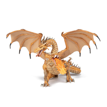 Papo 38938 Two-Headed Dragon, toy, gold, unisex kids, medium.