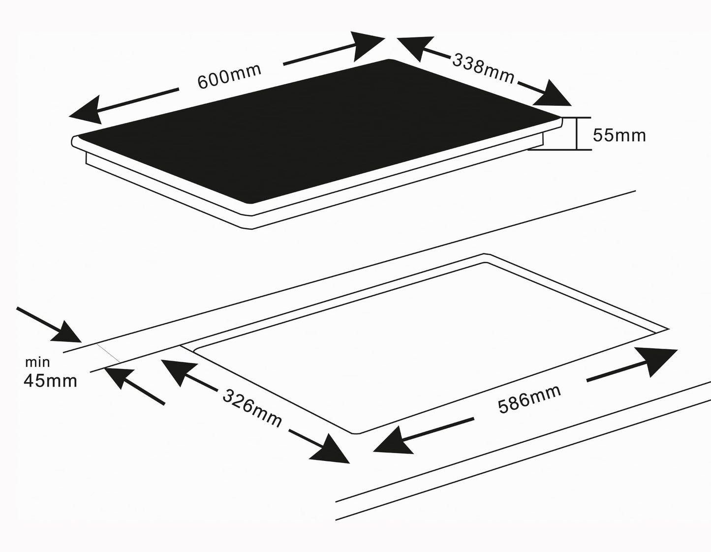 K&H glass ceramic cooktop HC-N-3402 [2 zones] - hob with 2 cooking zones - 2 plate hob - 2 independent cooking zones - double cooking plate - installable & freestanding - 60cm - 3400 watts - 9 power levels