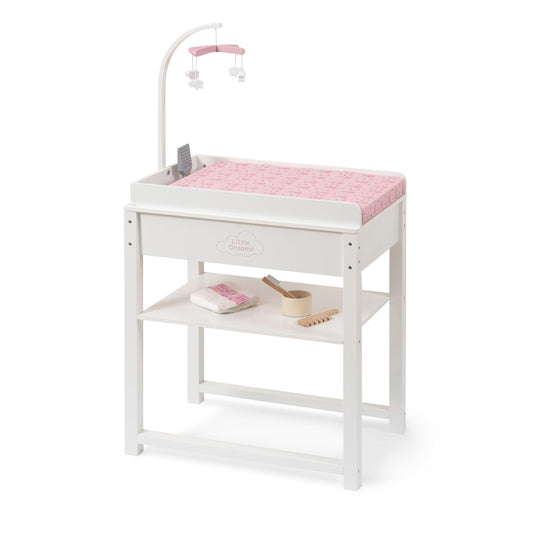 ELLA & PIET® Doll Changing Table Splashy with Bathtub and Mobile made of Wood (White-Pink)