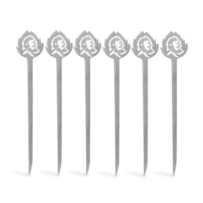 BURNHARD Burger spikes, 6 pieces, made of stainless steel, metal spikes with wide grip area, 15 cm long shashlik spikes, as meat spikes or grill spikes.
