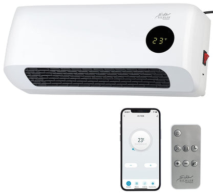 Sichler household appliances heating: WiFi ceramic wall heater, LED display, remote control, 2,000 W, app (bathroom quick heater, WiFi heater, tablet holder)