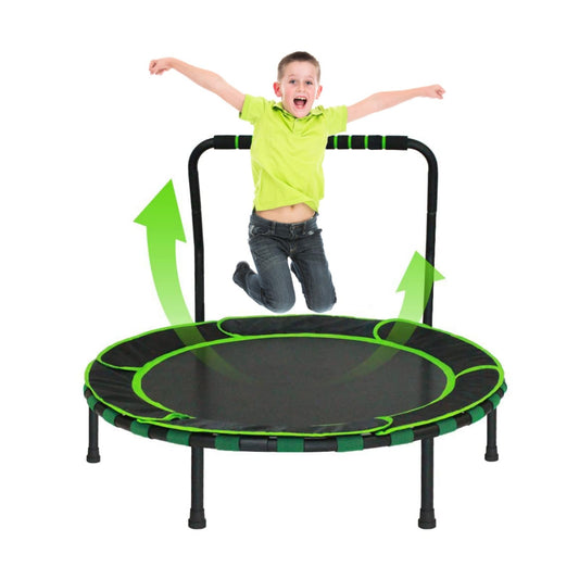 Trampoline Kids Indoor Outdoor Ø91cm, Mini Trampoline Jumping Fitness Trampoline Foldable Garden Trampoline with Handle and Safety Padding, Kids Trampoline for Boys Girls aged 3 years and up (Green)