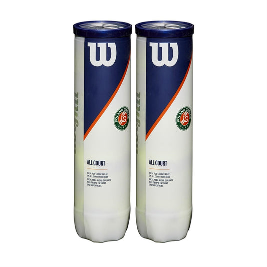 Wilson Official Roland Garros tennis balls, pack of 2 cans with 4 balls each, suitable for all surfaces, WRT116402, Yellow